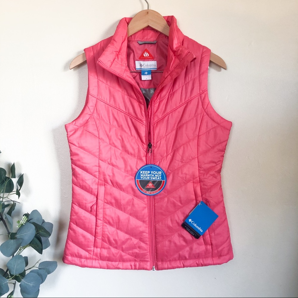 columbia | pink omni heat quilted vest small
